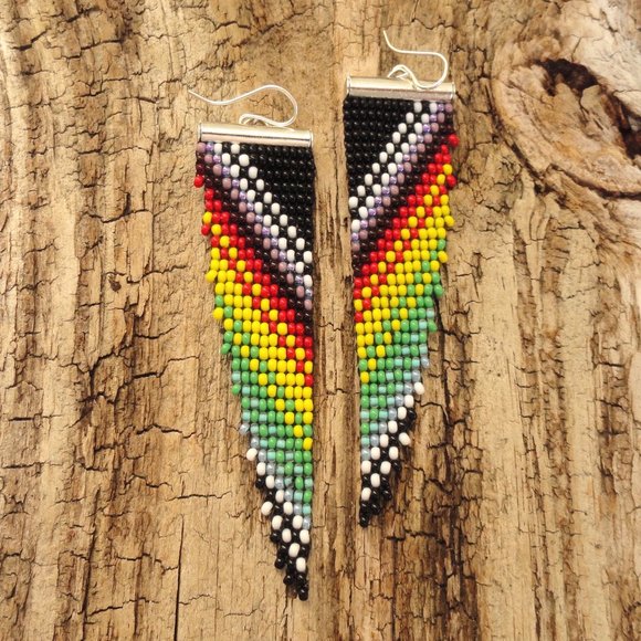🪽 Rasta Wing Beaded Earrings ✨